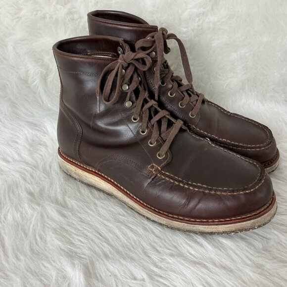Georgia Boot Men's 6" Small Batch Brown Leather Lace Up Boot MocToe 12M - Picture 1 of 9